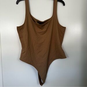 Banana Republic Bodysuit Tangtop Thong Double Layer Size XL Tan NWT